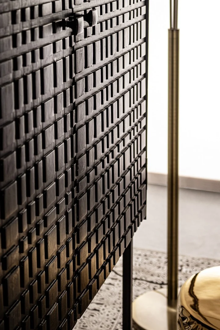 Credenza "Dorset" con struttura in acciaio, cassetti in legno, stile industriale
