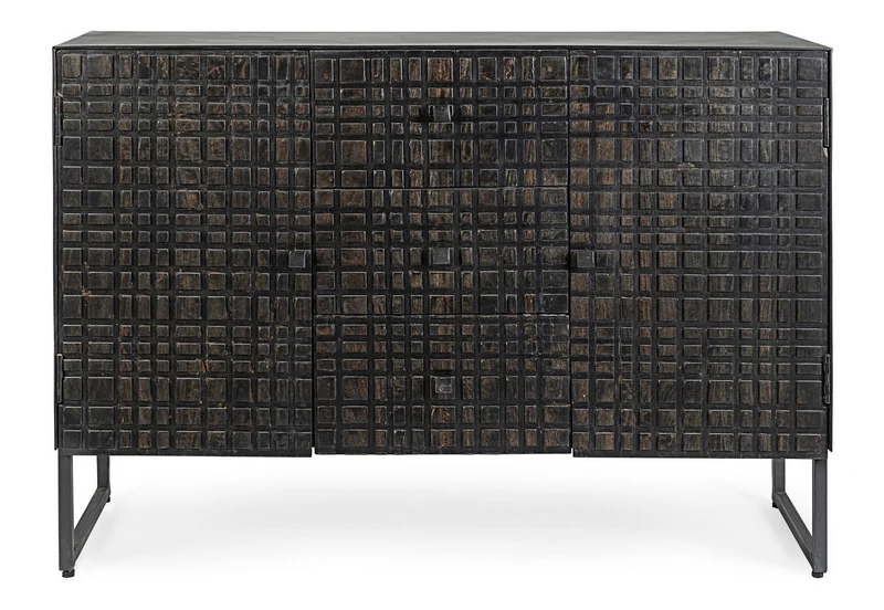 Credenza "Dorset" con struttura in acciaio, cassetti in legno, stile industriale