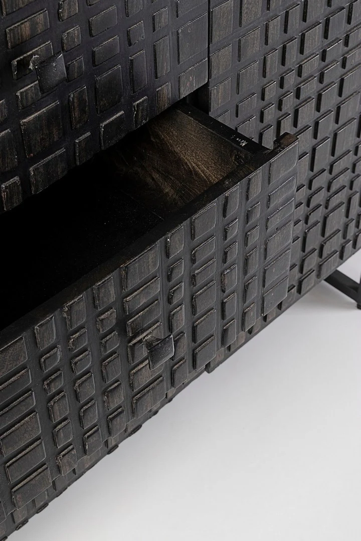 Credenza "Dorset" con struttura in acciaio, cassetti in legno, stile industriale