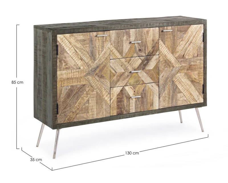 Credenza "Norwood" con struttura in legno di mango, mobile in stile industriale