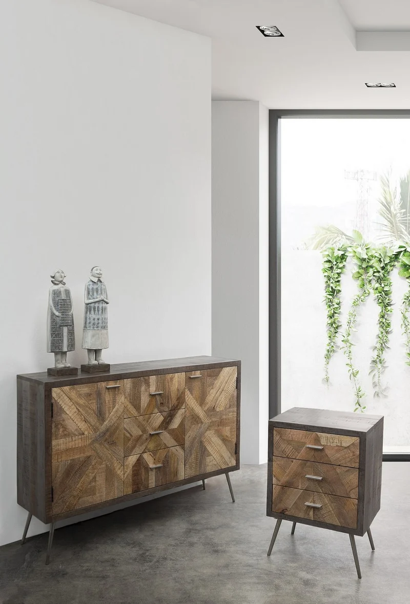 Credenza "Norwood" con struttura in legno di mango, mobile in stile industriale
