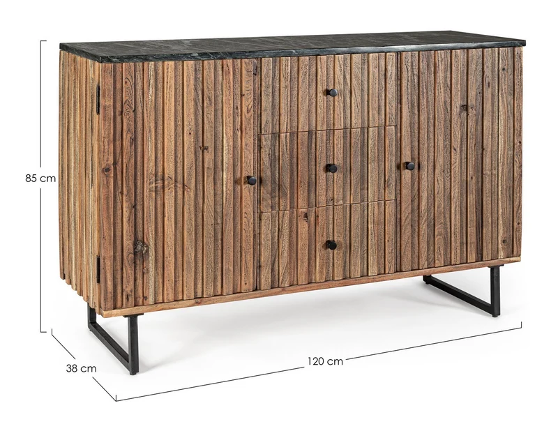 Credenza "Norfolk" con struttura in legno di acacia, mobile in stile vintage