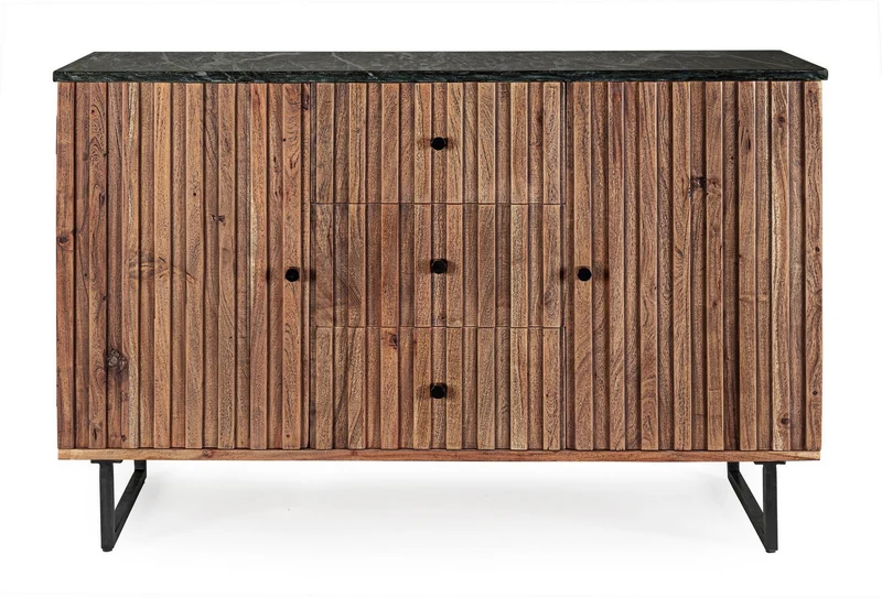 Credenza "Norfolk" con struttura in legno di acacia, mobile in stile vintage