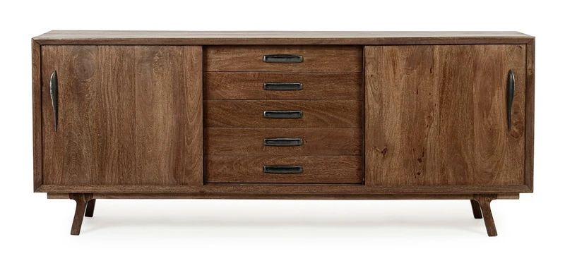 Credenza "Sherman" con struttura e gambe in legno mango, mobile in stile vintage