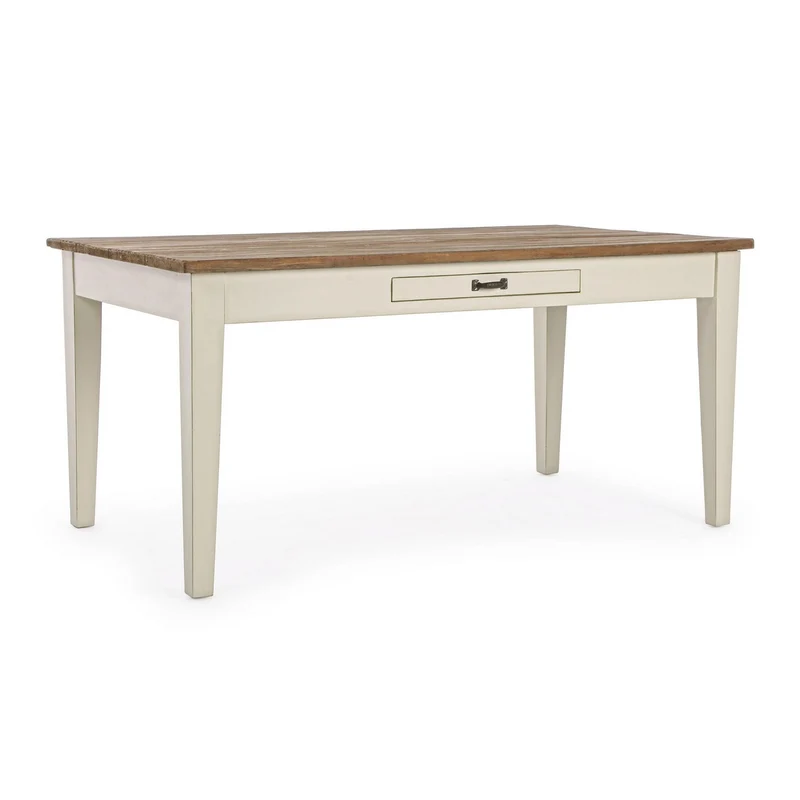 Tavolo rettangolare "Siena" con cassetti, struttura in legno Wadang, piano in teak