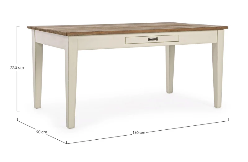 Tavolo rettangolare "Siena" con cassetti, struttura in legno Wadang, piano in teak