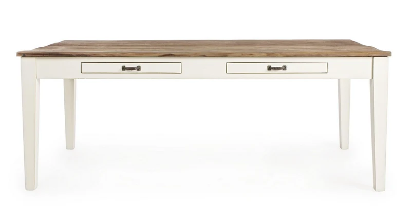 Tavolo rettangolare "Siena" con cassetti, struttura in legno Wadang, piano in teak