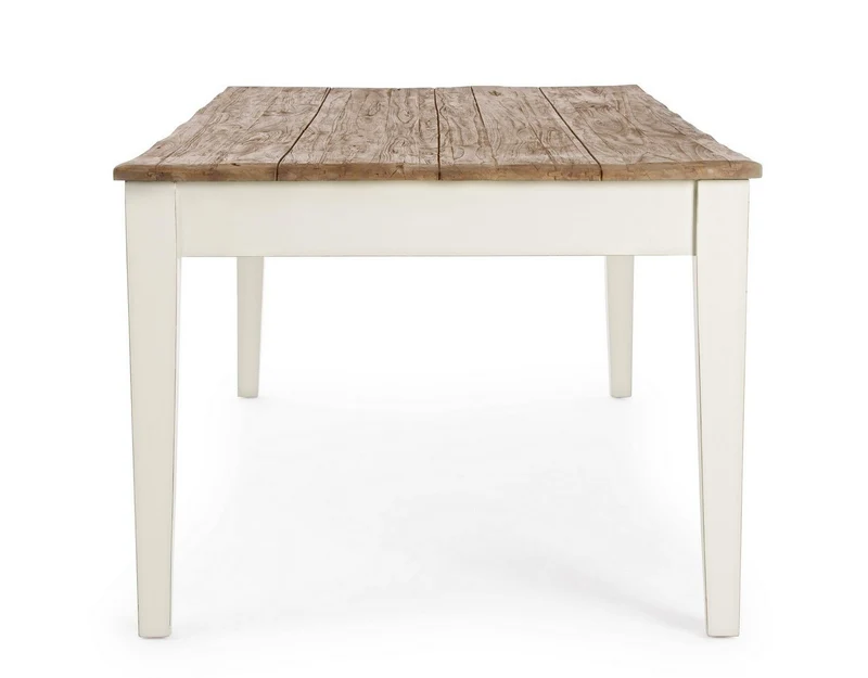 Tavolo rettangolare "Siena" con cassetti, struttura in legno Wadang, piano in teak