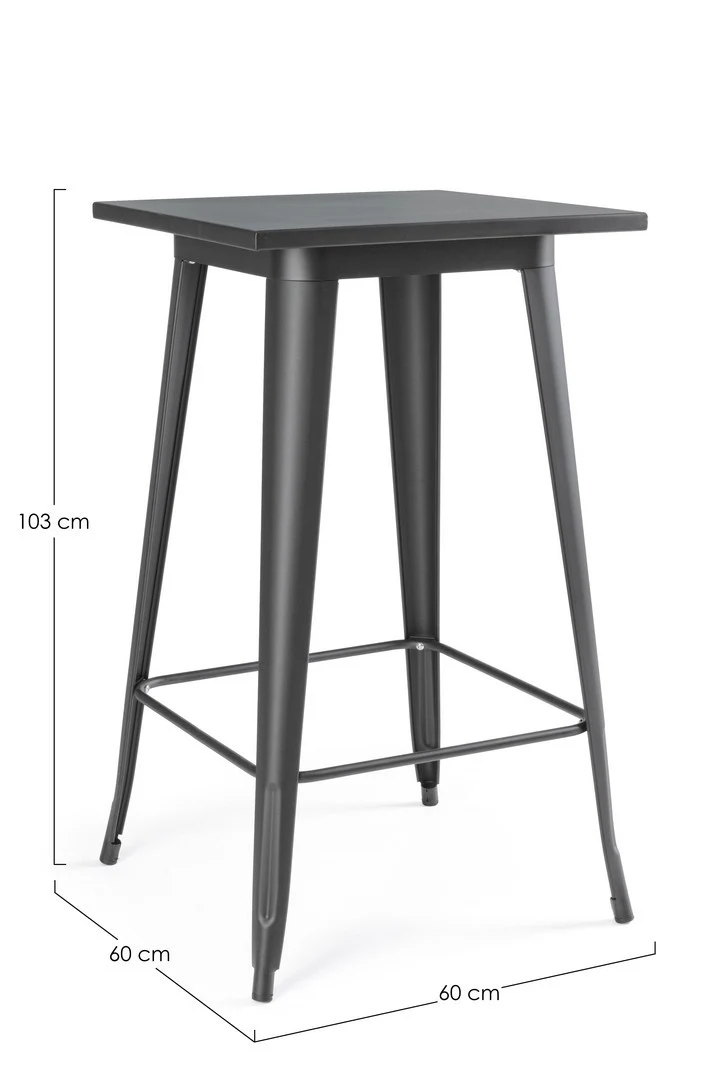 Tavolo quadrato da bar Minnesota in acciaio laminato da 103 cm