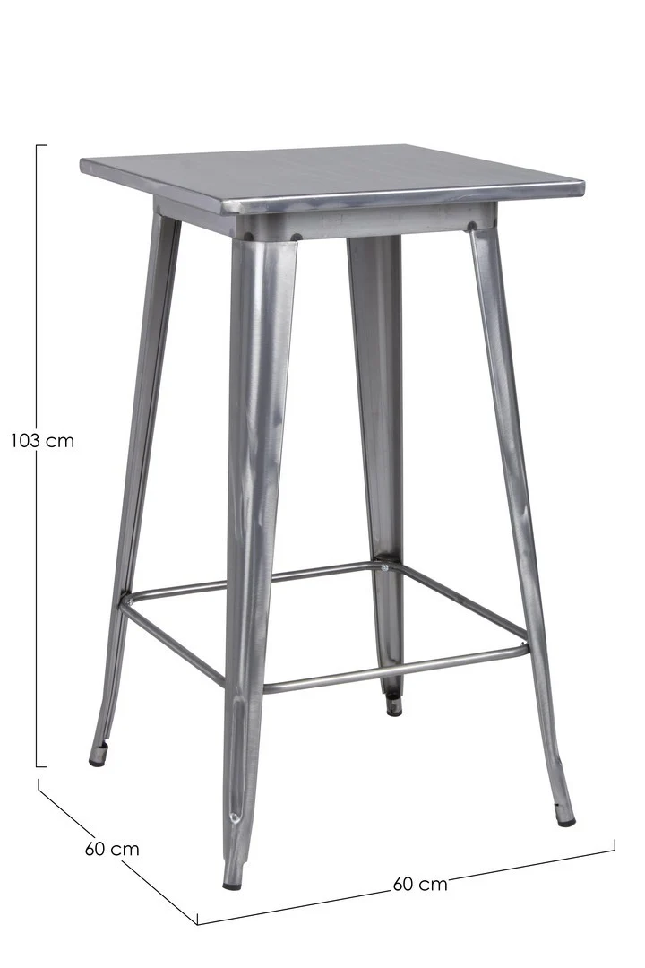 Tavolo quadrato da bar Minnesota in acciaio laminato da 103 cm
