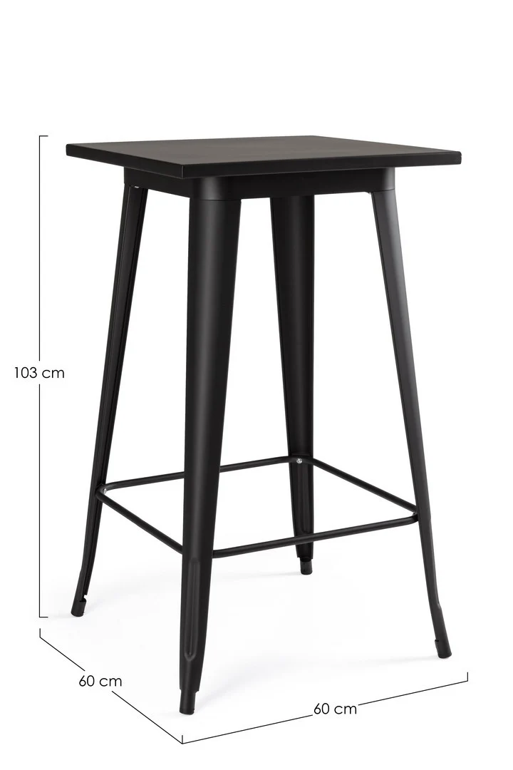 Tavolo quadrato da bar Minnesota in acciaio laminato da 103 cm