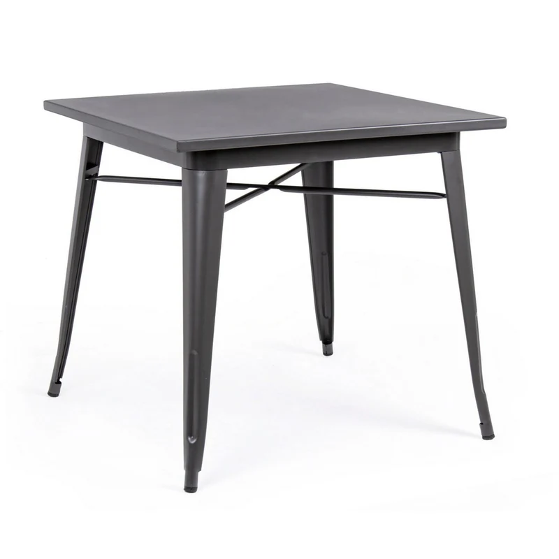 Tavolo quadrato Minnesota antracite in acciaio laminato da 80x80 cm