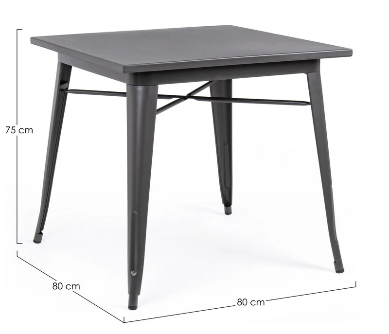 Tavolo quadrato Minnesota antracite in acciaio laminato da 80x80 cm