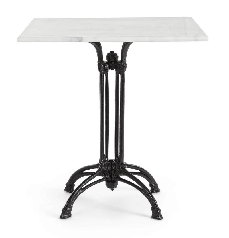 Tavolo Loren elegante, con struttura in lega di acciaio, piano in marmo