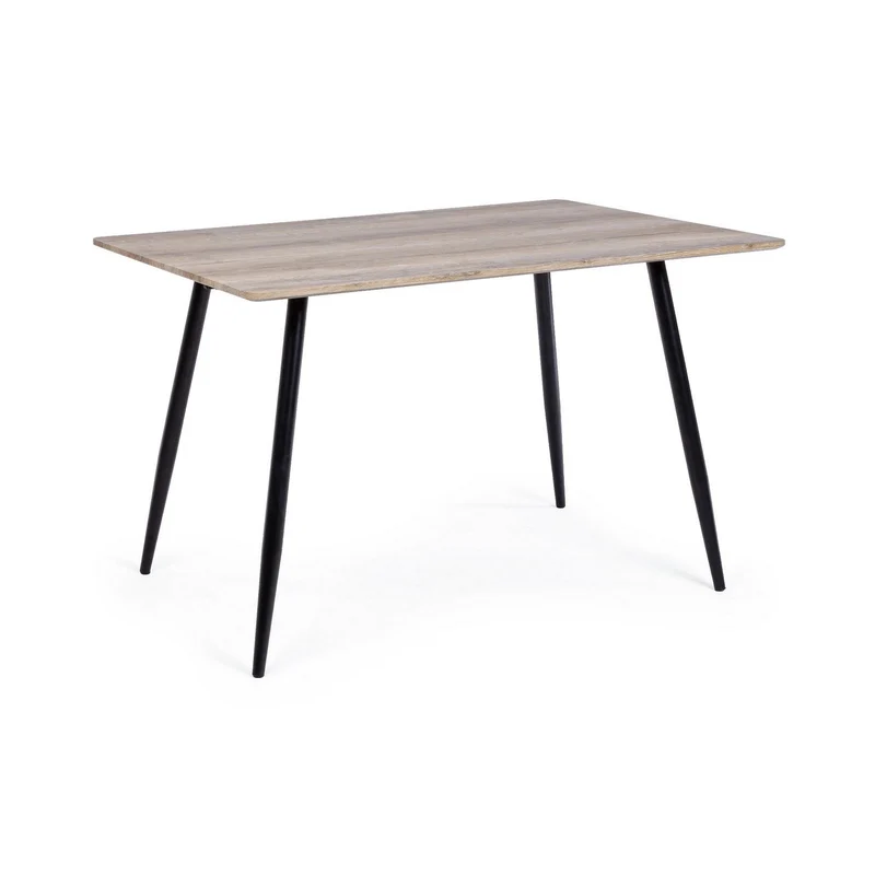 Tavolo rettangolare Omar con gambe in acciaio verniciato, piano in mdf ricoperto