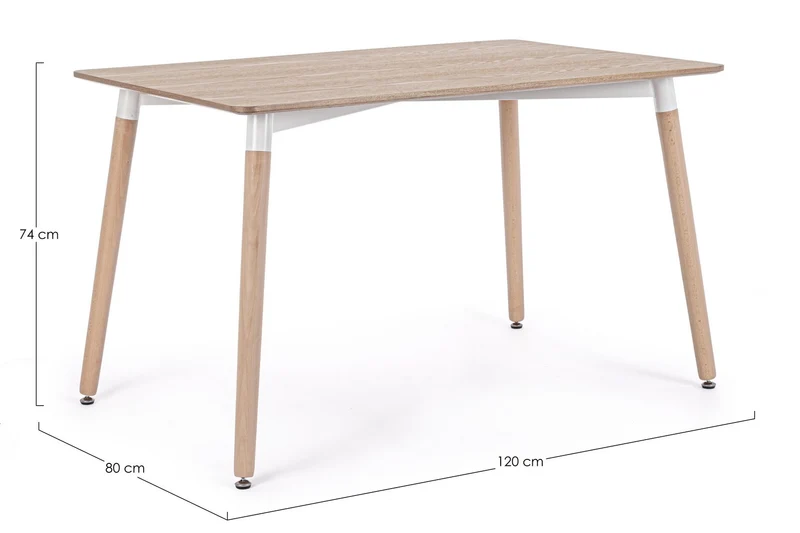 Tavolo David con gambe in legno di faggio, piano in mdf rivestito in carta melaminica
