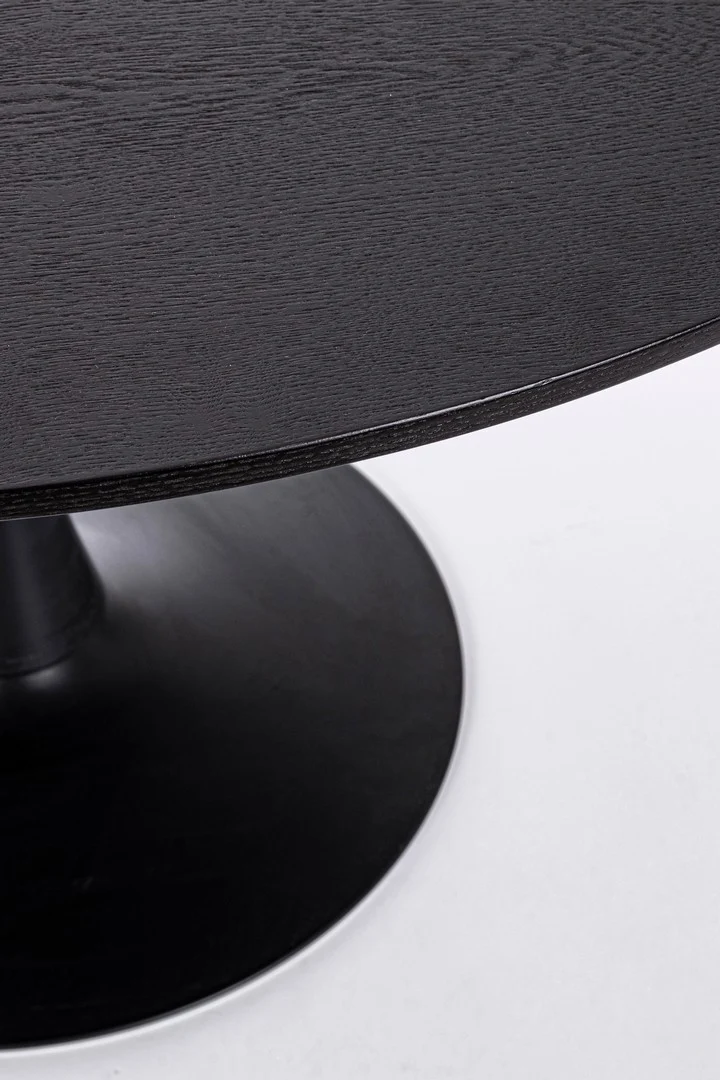 Tavolo Bloom rotondo con struttura in acciaio verniciato, piano in legno