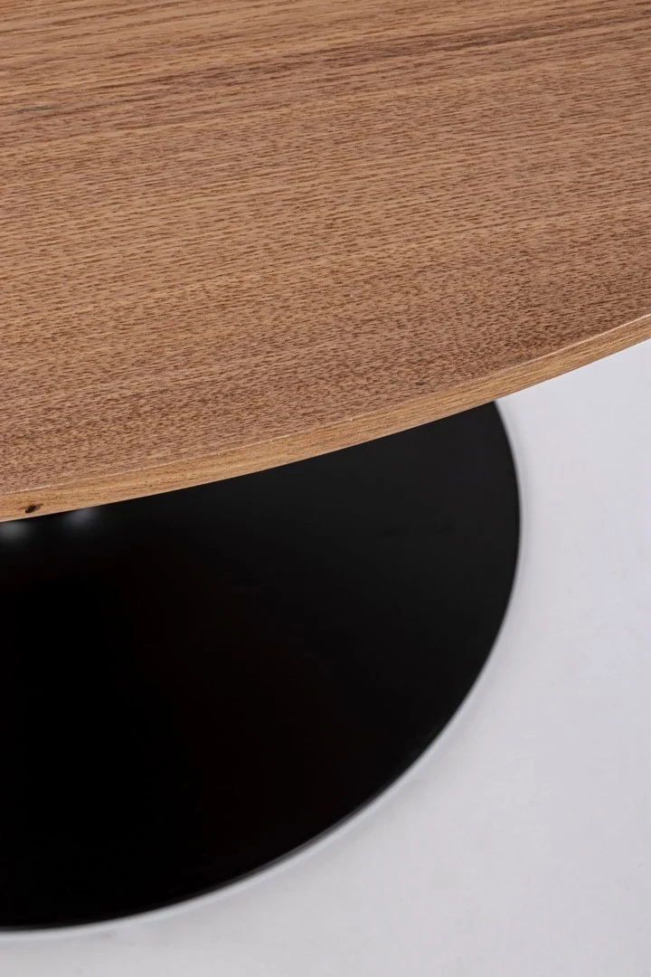 Tavolo Bloom rotondo con struttura in acciaio verniciato, piano in legno