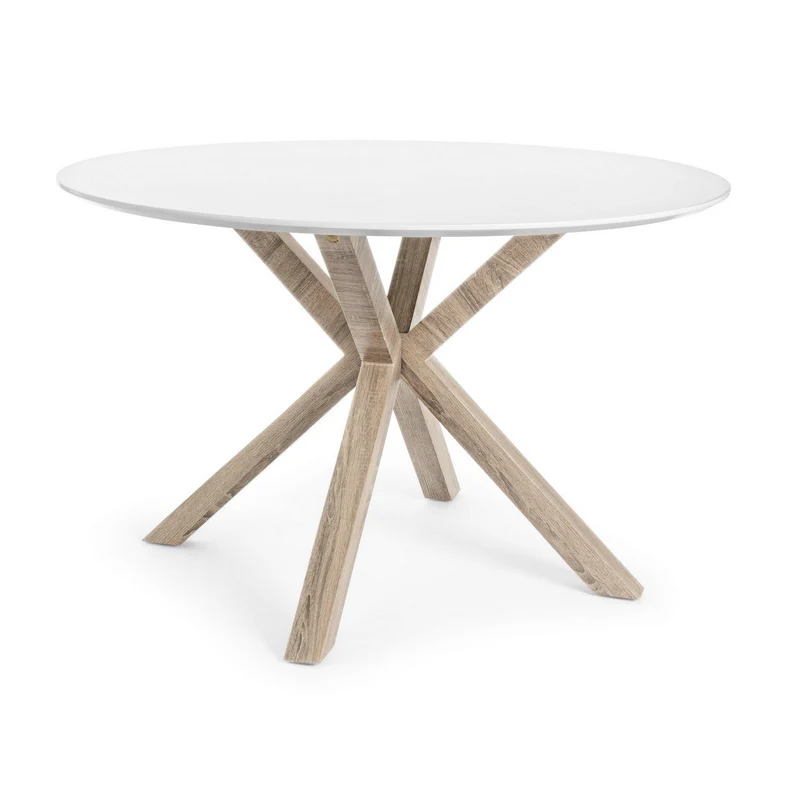 Tavolo Star Kenya con gambe, piano in MDF laccata, Ø120 x 75 cm