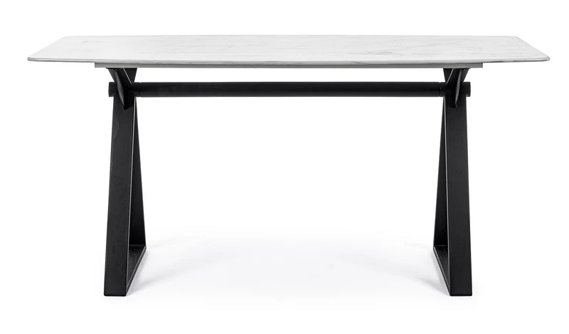 Tavolo Paloma con gambe in acciaio verniciato, top in vetro temperato 160 x 90 cm