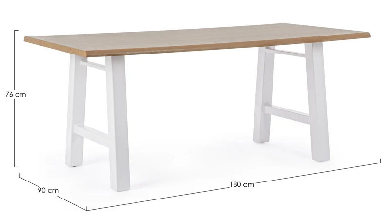 Tavolo Fred con gambe in acciaio verniciato, piano in mdf rivestito in carta melaminica 180 x 90 cm