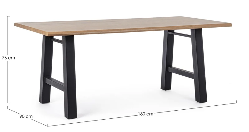 Tavolo Fred con gambe in acciaio verniciato, piano in mdf rivestito in carta melaminica 180 x 90 cm