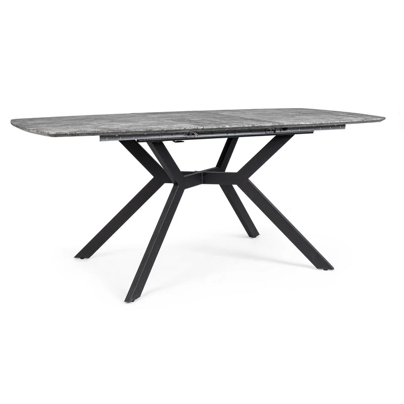 Tavolo allungabile Dominik con gambe in acciaio verniciato, piano in MDF ricoperto