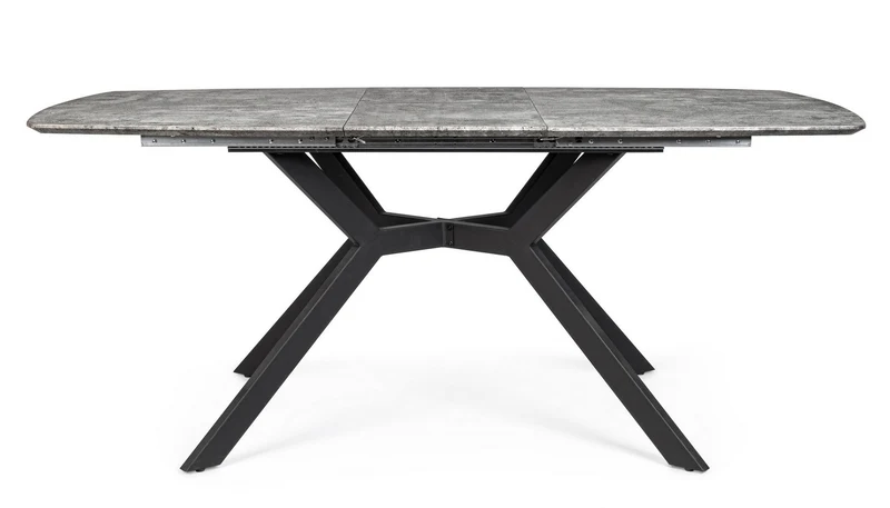 Tavolo allungabile Dominik con gambe in acciaio verniciato, piano in MDF ricoperto