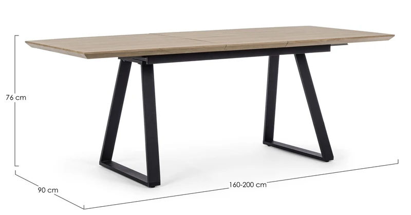 Tavolo allungabile Collins con struttura in acciaio, piano in mdf da 160-200 x 90 cm