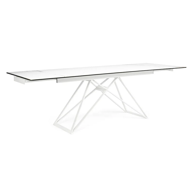 Tavolo Quasar allungabile rettangolare con piano in ceramica con supporto in vetro temperato da 160-240 x 90 cm