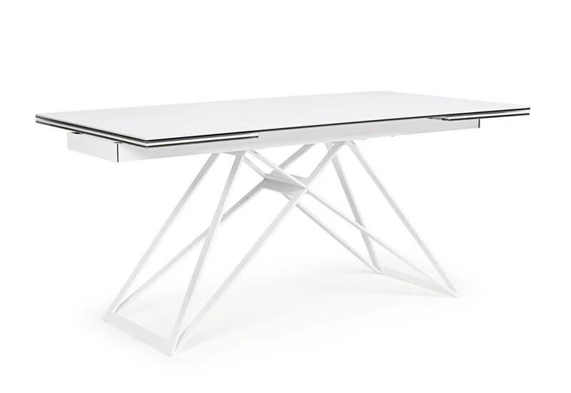 Tavolo Quasar allungabile rettangolare con piano in ceramica con supporto in vetro temperato da 160-240 x 90 cm