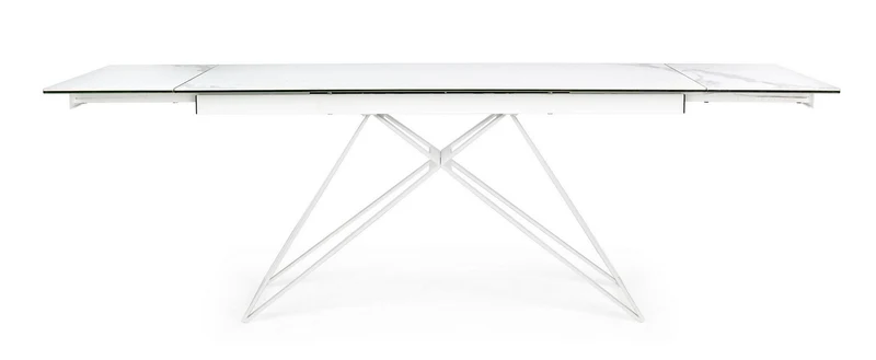 Tavolo Quasar allungabile rettangolare con piano in ceramica con supporto in vetro temperato da 160-240 x 90 cm