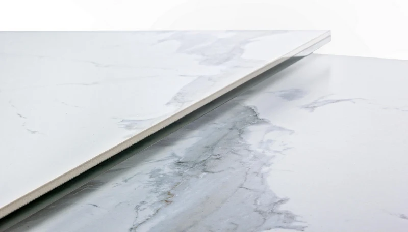 Tavolo Quasar allungabile rettangolare con piano in ceramica con supporto in vetro temperato da 160-240 x 90 cm