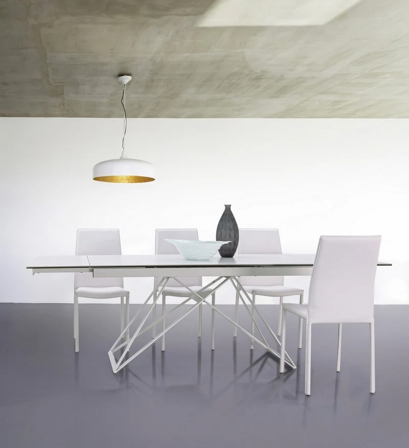 Tavolo Quasar allungabile rettangolare con piano in ceramica con supporto in vetro temperato da 160-240 x 90 cm
