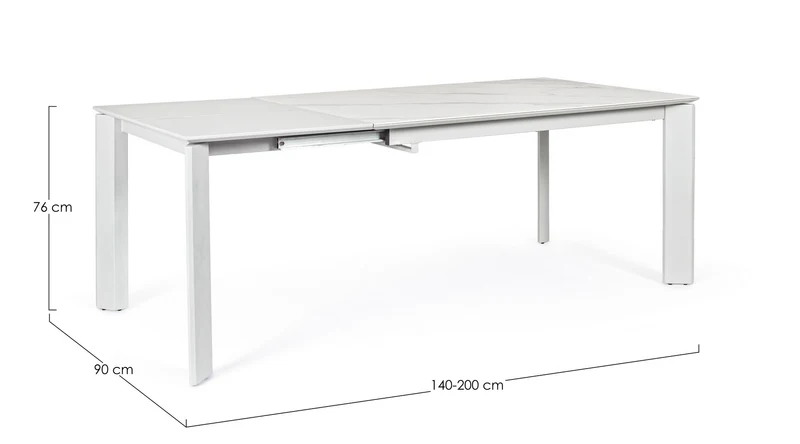Tavolo "Briva" allungabile rettangolare con piano in ceramica e supporto in mdf