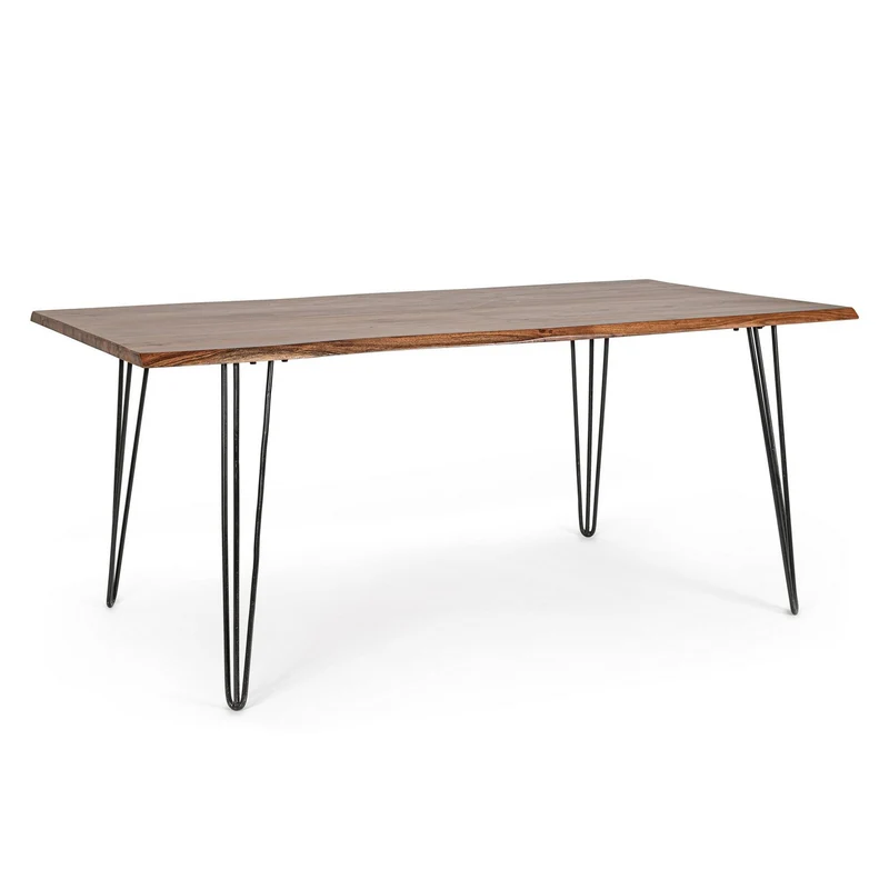 Tavolo Barrow rettangolare, con Gambe in acciaio, piano in legno di acacia da 180 x 90 cm