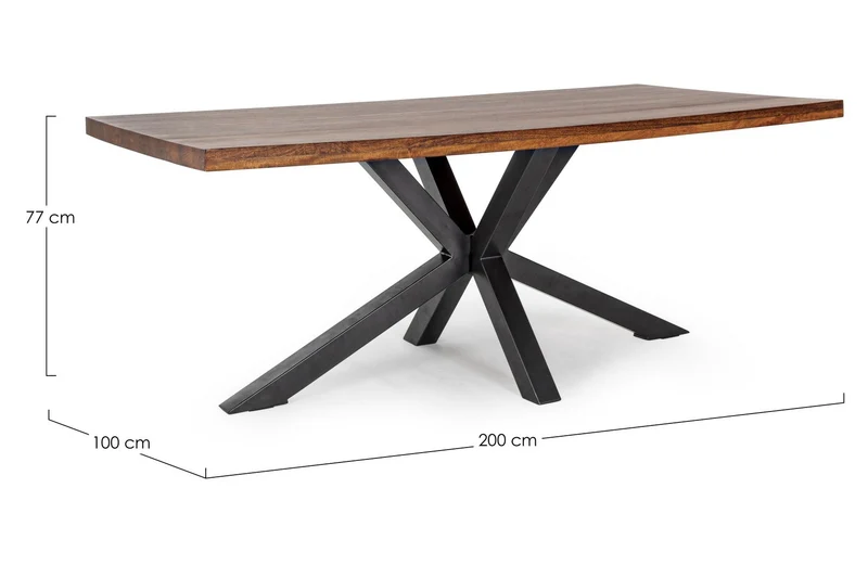 Tavolo Arnav rettangolare, con gambe, piano in legno di mango da 200 x 100 cm