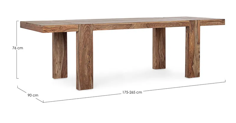 Tavolo allungabile Sunderland rettangolare, con gambe, in legno sheesham da 175-265 x 90 cm
