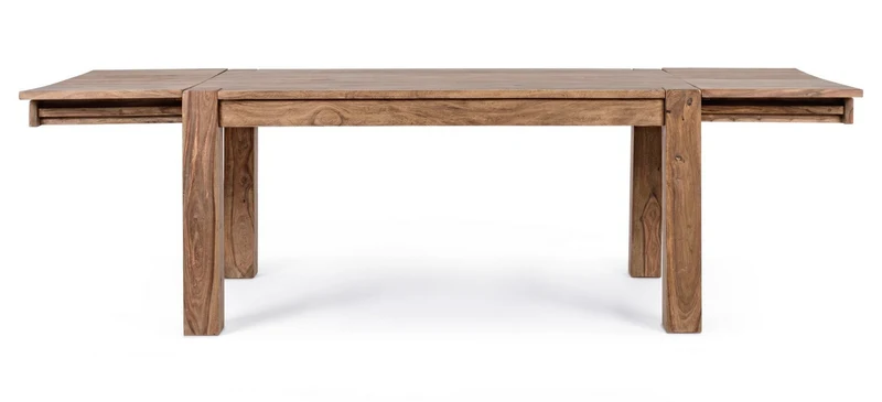 Tavolo Salford allungabile rettangolare, con gambe, piano in legno sheesham, stile design