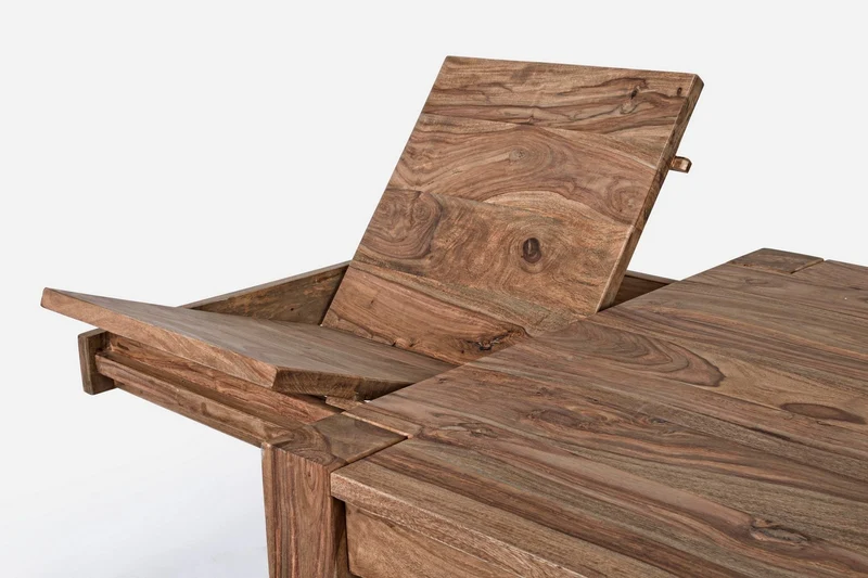 Tavolo Salford allungabile rettangolare, con gambe, piano in legno sheesham, stile design