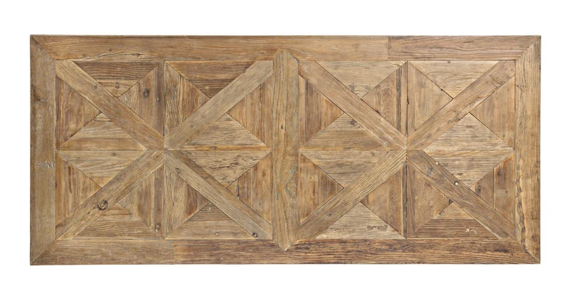 Tavolo Kaily rettangolare, con gambe, piano con lavorazione anticata a parquet, stile classico