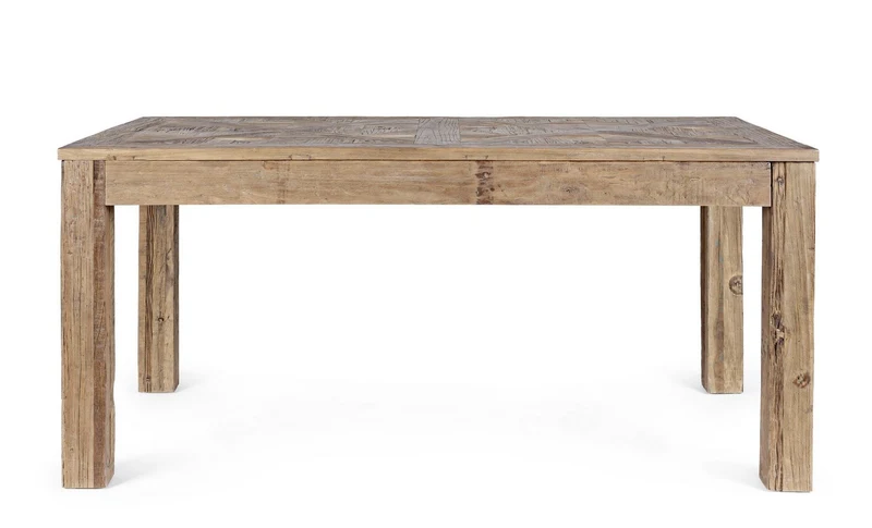 Tavolo Kaily rettangolare, con gambe, piano con lavorazione anticata a parquet, stile classico