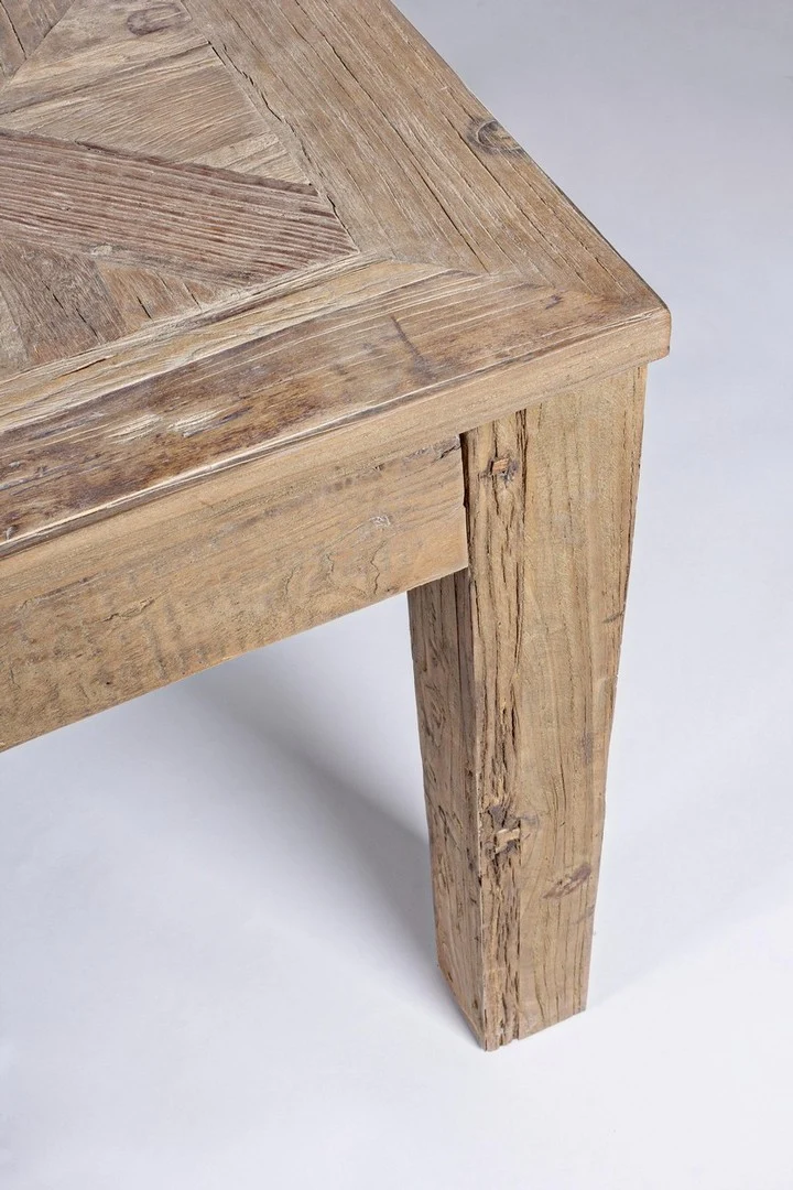 Tavolo Kaily rettangolare, con gambe, piano con lavorazione anticata a parquet, stile classico