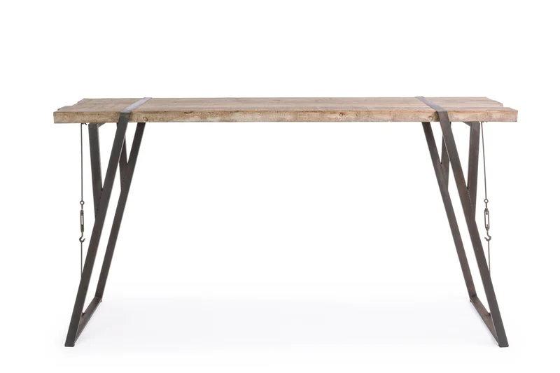 Tavolo Bar Blocks rettangolare, con gambe, in legno di abete da 200 x 54 cm