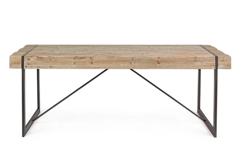 Tavolo Garrett rettangolare, con gambe, piano in legno di abete, stile industriale