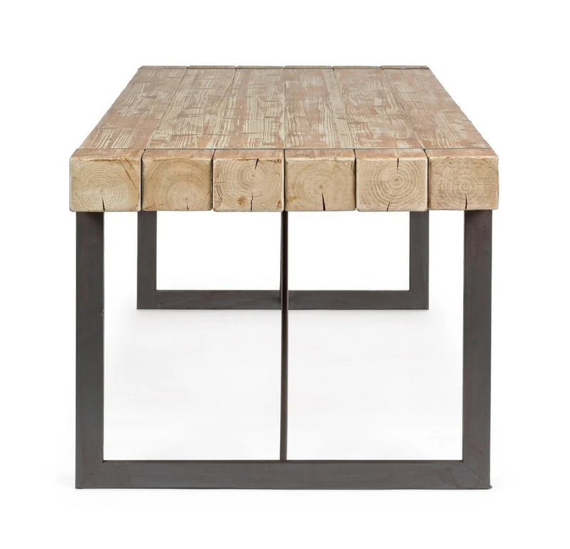 Tavolo Garrett rettangolare, con gambe, piano in legno di abete, stile industriale