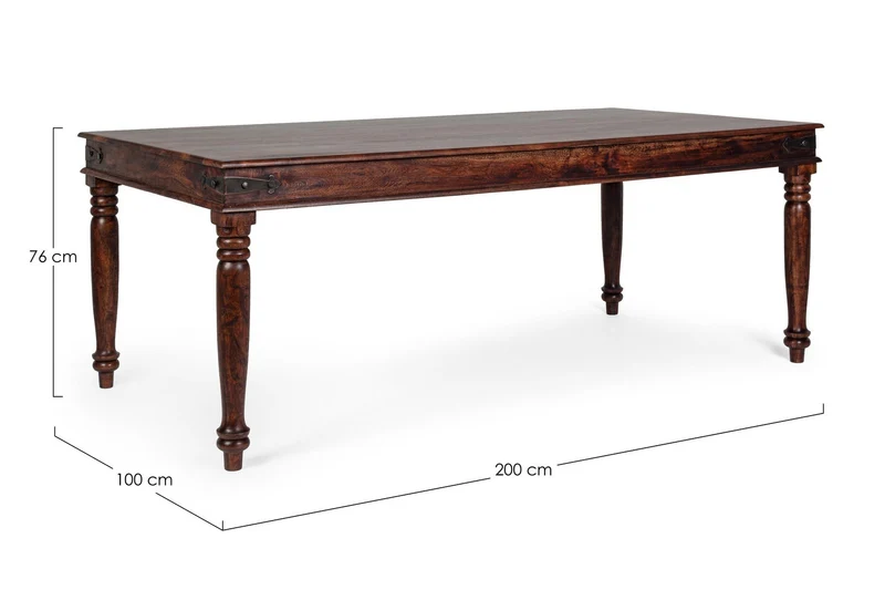 Tavolo Jaipur rettangolare, con gambe, piano in legno massiccio, stile fusion
