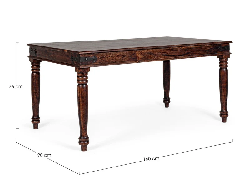 Tavolo Jaipur rettangolare, con gambe, piano in legno massiccio, stile fusion