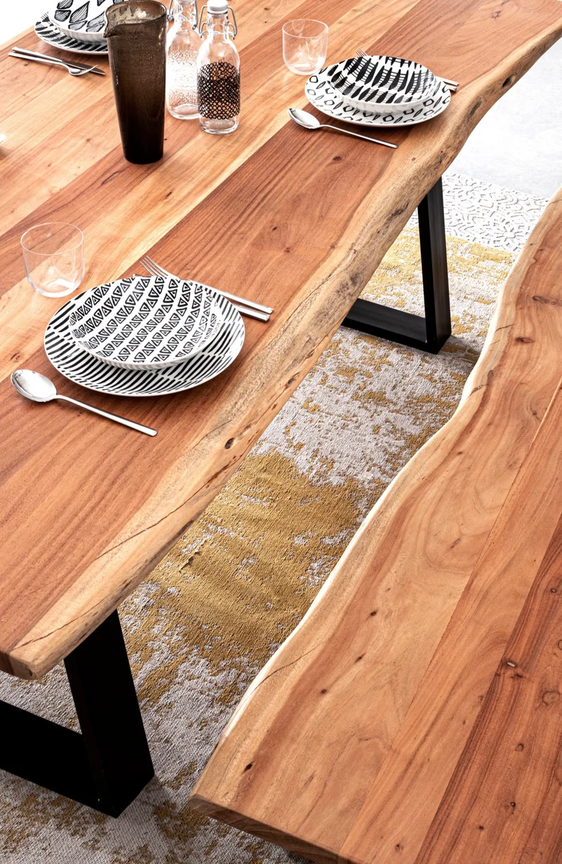 Tavolo Artur rettangolare, con gambe, in legno di acacia da 200 x 95 cm