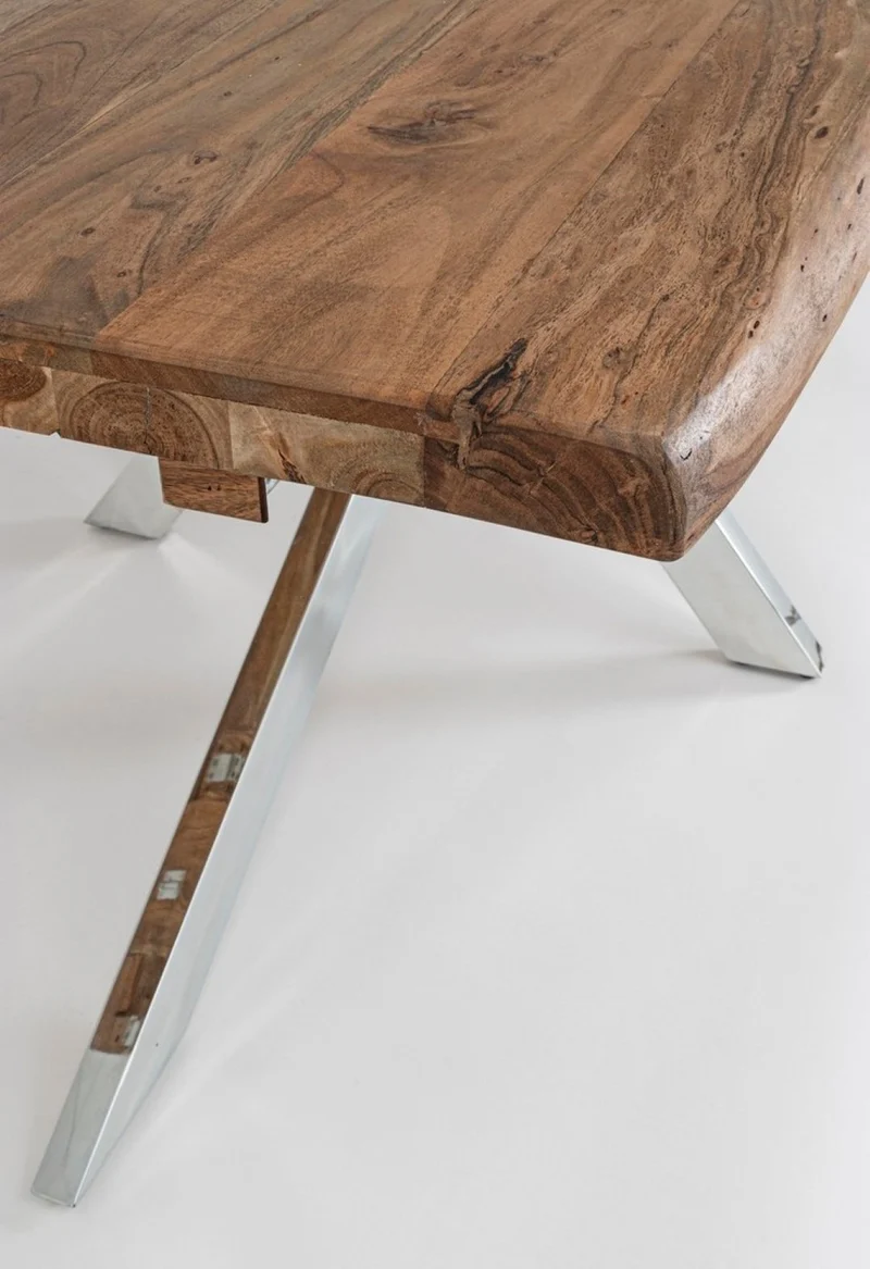 Tavolo allungabile Arkansas rettangolare, con gambe, in legno d'acacia da 180/260 cm